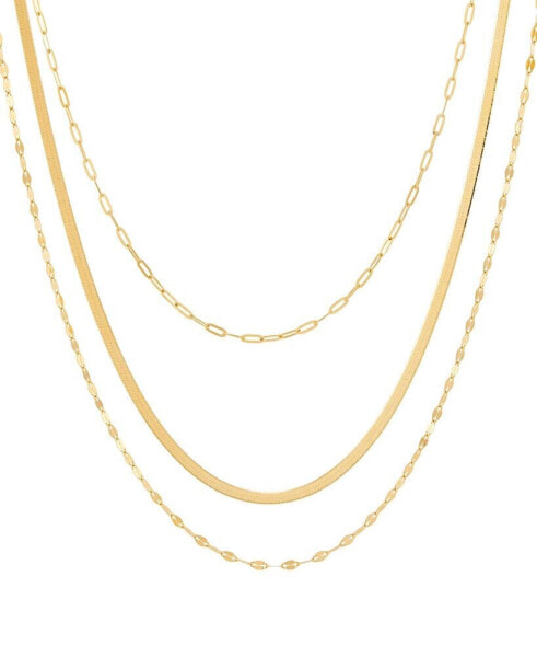 Triple Layered Chain Necklace in 10k Gold, 17" + 2" extender