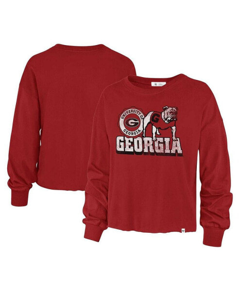 Women's Red Distressed Georgia Bulldogs Bottom Line Parkway Long Sleeve T-shirt