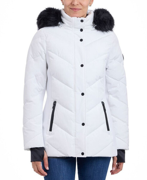 Women's Faux-Fur-Trim Hooded Puffer Coat, Created for Macy's