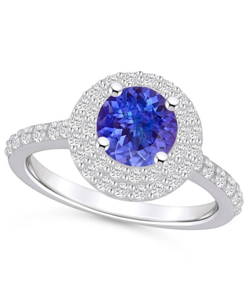 Кольцо Macy's Tanzanite & Diamond Halo Statement.