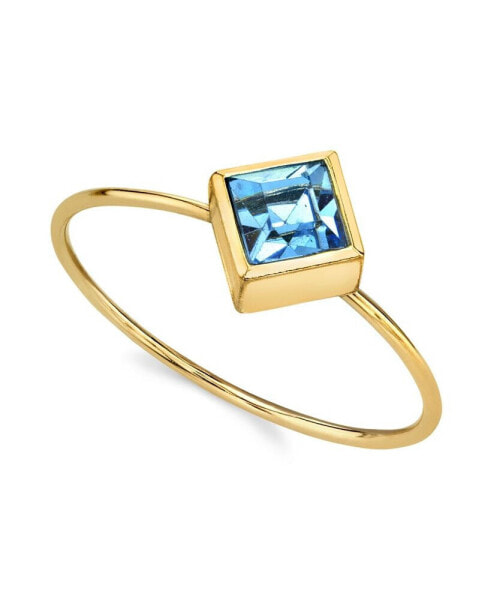 14K Gold-tone Diamond Shaped Crystal Ring