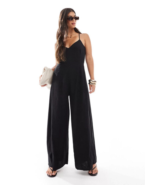 Nobody's Child Maryana wide leg jumpsuit in black