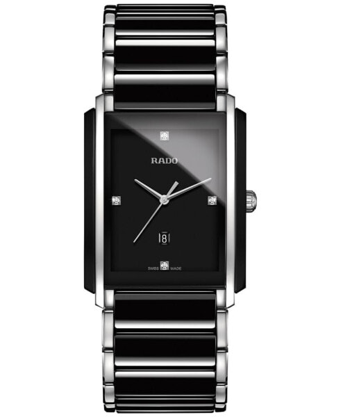 Unisex Swiss Integral Diamond Accent Black Ceramic and Stainless Steel Bracelet Watch 31mm R20206712