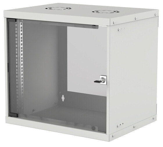 Intellinet Network Cabinet - Wall Mount (Basic) - 9U - Usable Depth 340mm/Width 485mm - Grey - Flatpack - Max 50kg - Glass Door - 19" - Parts for wall installation (eg screws and rawl plugs) not included - Three Year Warranty - Wall mounted rack - 9U - 50 kg - 10.7