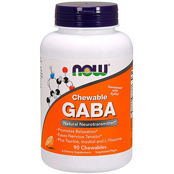 NOW Foods Chewable GABA Natural Orange ГАМК в форме жевательных таблеток, натуральный ароматизатор апельсин 90 жевательных таблеток