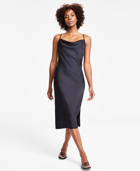 Women's Solid Cowlneck Slip Dress, Created for Macy's