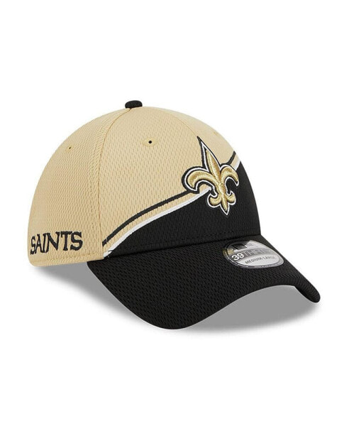 Men's Vegas Gold, Black New Orleans Saints 2023 Sideline 39THIRTY Flex Hat