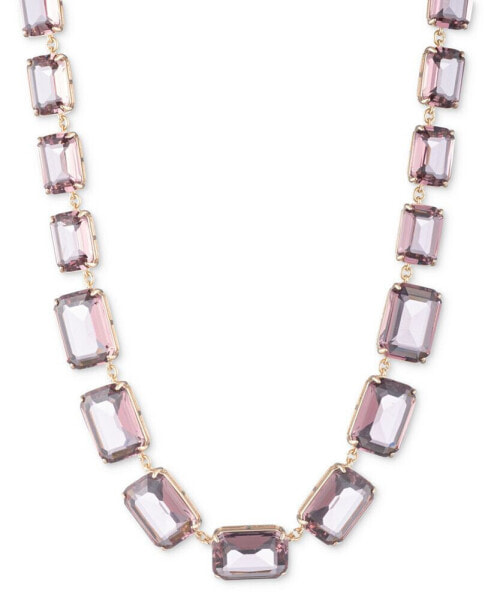 Gold-Tone Color Rectangular Stone Collar Necklace, 16" + 3" extender