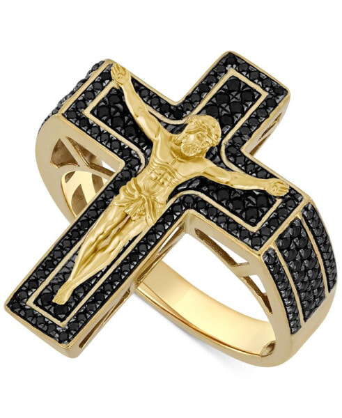 Men's Black Diamond Pavé Crucifix Ring (3/4 ct. t.w.) in 10k Gold