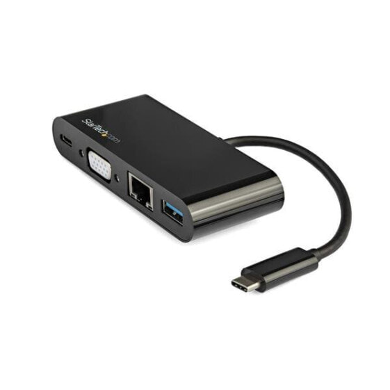 StarTech.com USB-C VGA Multiport Adapter - Power Delivery (60W) - USB 3.0 - GbE - Wired - USB 3.2 Gen 1 (3.1 Gen 1) Type-C - 60 W - 10,100,1000 Mbit/s - IEEE 802.3,IEEE 802.3ab,IEEE 802.3u - Black