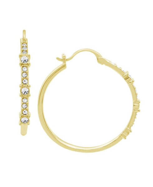 Clear Crystal Frontal Stationed Hoop, Gold Plate and Silver Plate