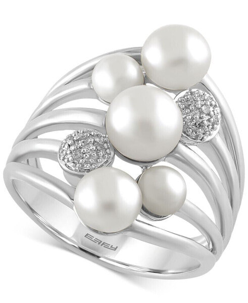 EFFY® Cultured Freshwater Pearl (4mm-6.5mm) and Diamond Accent Ring in Sterling Silver