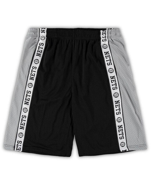 Men's Black, Silver New Jersey Nets Big and Tall Tape Mesh Shorts