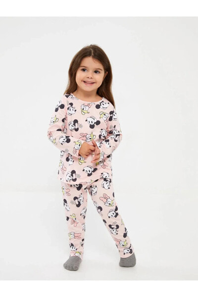 Minnie Mouse Baskılı Kız Bebek Pijama Takımı