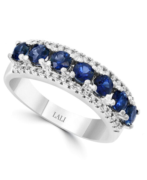 Sapphire (1-1/3 ct. t.w.) & Diamond (1/3 ct. t.w.) Ring in 14k White Gold