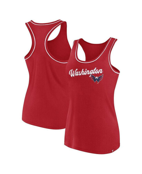 Women's Red Washington Capitals Wordmark Logo Racerback Scoop Neck Tank Top