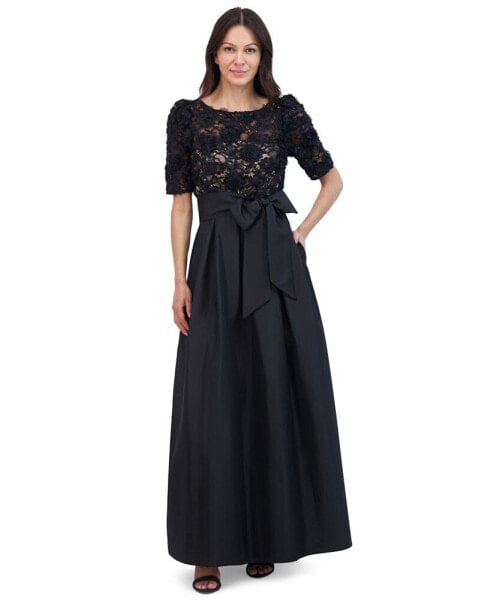 Women's Lace-Bodice Bow-Trim Ball Gown