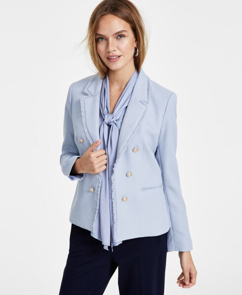 Women's Faux-Double-Breasted Fringe-Trim Blazer, Created for Macy's