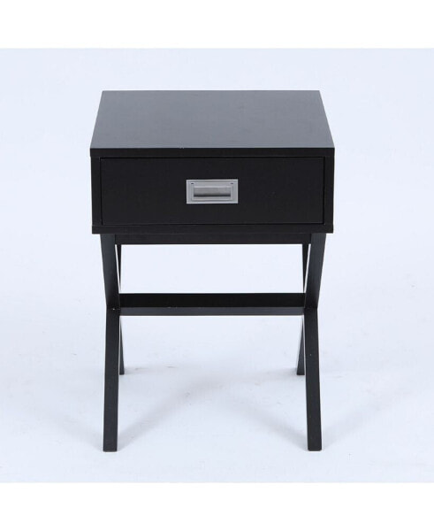 X-Leg Accent End Table With Storage