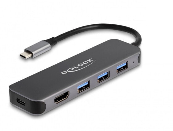 USB-концентратор Delock с 3 портами и выходом HDMI 4K с Type-C - Digital