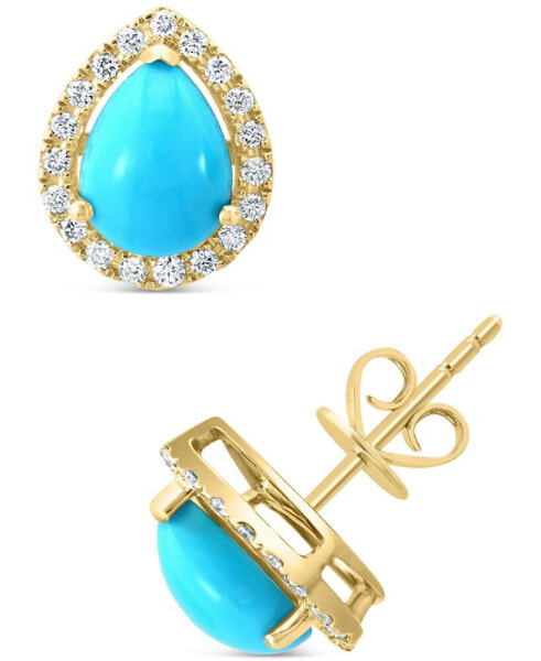 EFFY® Turquoise & Diamond (1/5 ct. t.w.) Halo Stud Earrings in 14k Gold