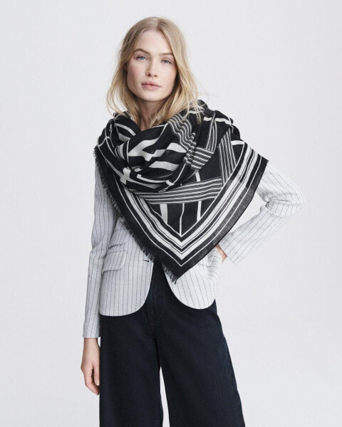 rag & bone Color-Block Scarf (Black/White) Scarves 260213