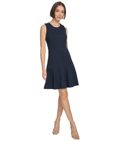 Women's Button-Shoulder Jacquard Dress