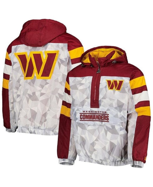 Men's White, Burgundy Washington Commanders Thursday Night Gridiron Raglan Half-Zip Hooded Jacket