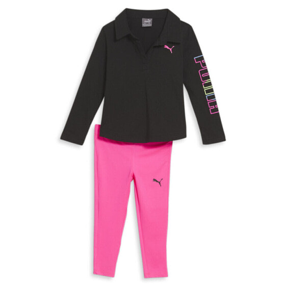 Комплект для малышей футболка с длинным рукавом и леггинсы Puma TwoPiece Collard Black, Pink