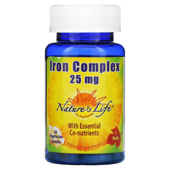 Железо Nature's Life Комплекс, 25 мг, 50 растительных капсул