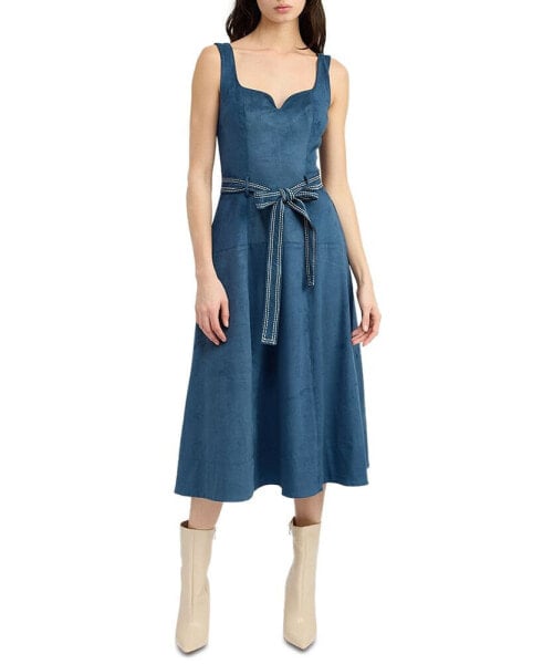 Women's Robin Faux-Suede Tie-Waist Midi Dress