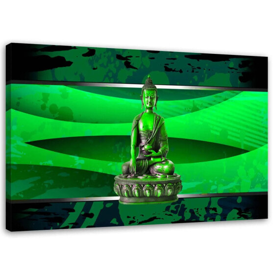 Leinwandbild Grün Buddha Meditation