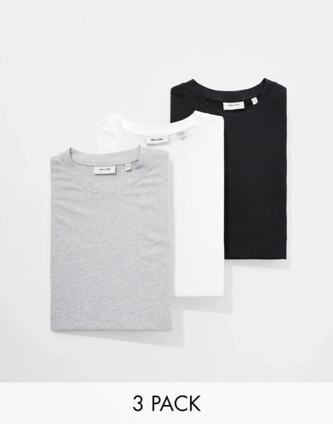 ONLY & SONS 3 pack super oversized t-shirt in black white & light grey