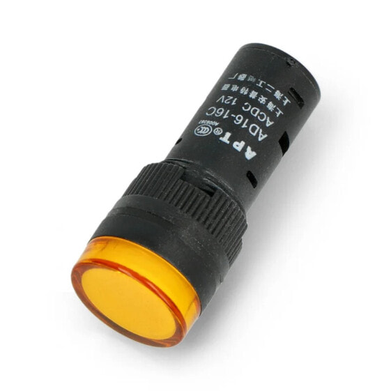 LED indicator 12V AC/DC - 19mm - yellow