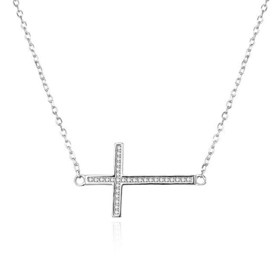 Silver necklace Cross with zircons AGS1541/47