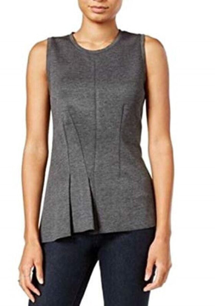 Rachel Roy Women's Amelia Charcoal Heather Peplum Pleated Top XS