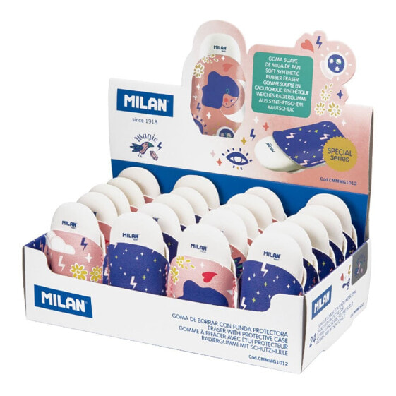 MILAN Display Box 24 Erasers Oval With Cover Magic Special Series