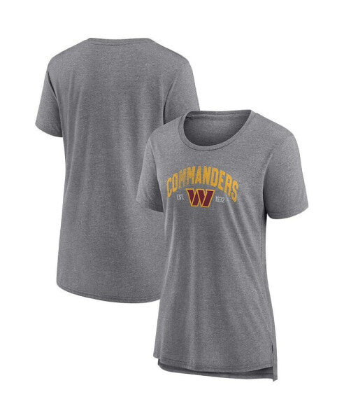 Women's Heathered Gray Washington Commanders Drop Back Modern T-shirt