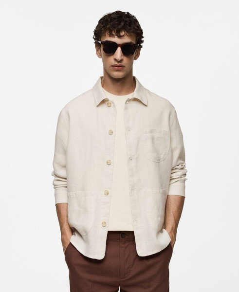 Men's Linen Pockets Detail Overshirt