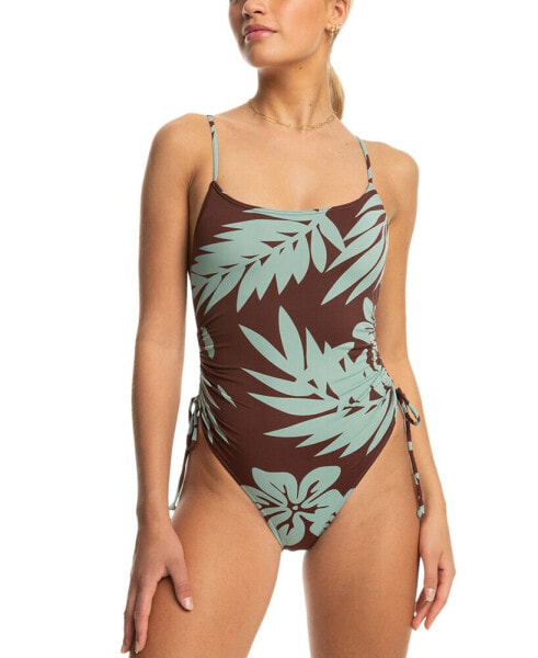 Juniors' Printed Palm Cruz Side-Tie One-Piece Swimsuit