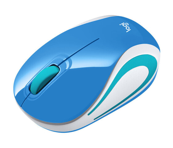 Logitech Wireless Mini Mouse M187 - Ambidextrous - Optical - RF Wireless - 1000 DPI - Blue