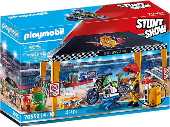 PLAYMOBIL Stuntshow 70552 Workshop Tent, for Children Aged 4-10 Years