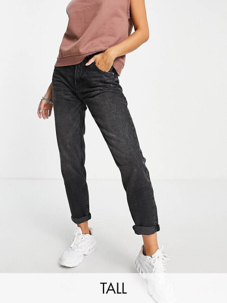 Bershka Tall mom jean in washed black