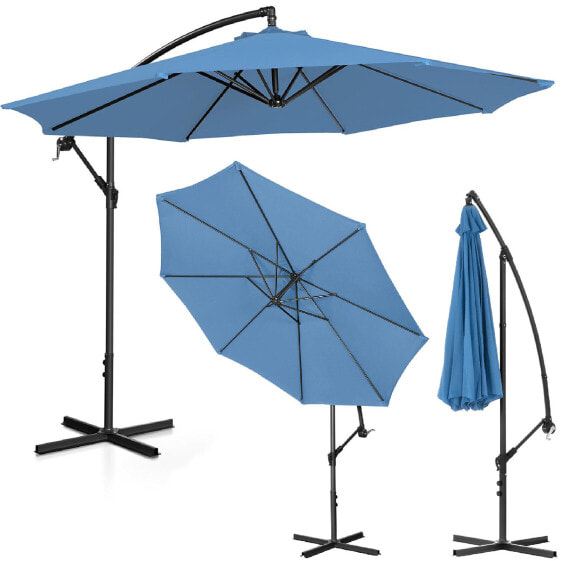 Подвесной садовый зонт на выносе Uniprodo UNI_UMBRELLA_R300BL_N, синий, диаметр 300 см, с уклоном