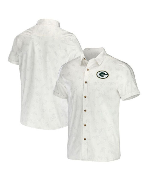 Men's NFL x Darius Rucker Collection by White Green Bay Packers Woven Button-Up T-shirt