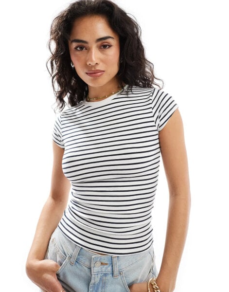 Cotton On baby tee in white black stripe