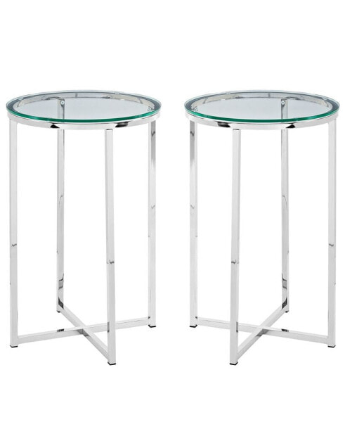 Modern Glam 2-Piece Metal-X Leg Side Table Set