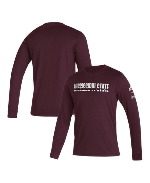 Men's Maroon Mississippi State Bulldogs Sideline Locker Strikethrough Creator AEROREADY Long Sleeve T-shirt