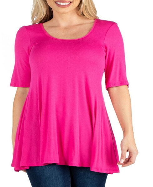 Women's Elbow Sleeve Swing Tunic Top