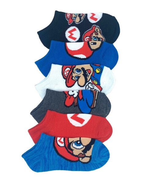 Boys Super Mario No Show Socks, Pair of 6